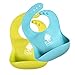 Baby Toddler Feeding Set - BPA Free Silicone Adjustable Bib Plates Bowls Spoons - Divided Plate Suction Bowl & Soft Spoon Teether- Self Feed, Easy Clean,Safe for Children, Waterproof Spill Resistant