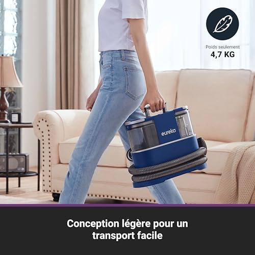 NEY100 Nettoyeur Canapé Tissu 12500Pa,Aspirateur Nettoyeur de Tapis pour canapé, Tapis, Rembourrage, Voiture,Shampouineuse avec Réservoir d'Eau de 1,5 Litre et Détergent de 450 ml