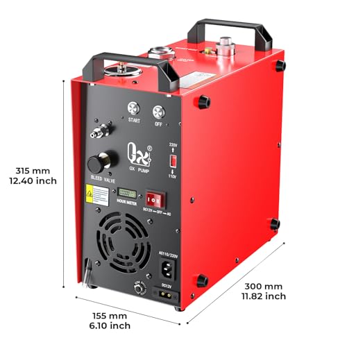 GX PUMP GX-E-CS4-I Compresor de aire PCP portátil, motor potente de 350W, máximo 5800 psi/40 MPa, convertidor doméstico incorporado, enfriamiento por agua y ventiladores, 5 horas de trabajo continuo