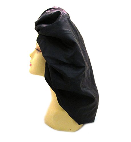 Dream Super Jumbo Night & Day Cap - Black, Satin, fabric, elastic band, cotton, holds hair in place, large, extra large, one size fits all, sleep cap, comfortable, soft material