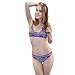 Sexybody Printing Push Up Top & Triangle Bottom Women Swimwear Bikini Blue-Colorful Small