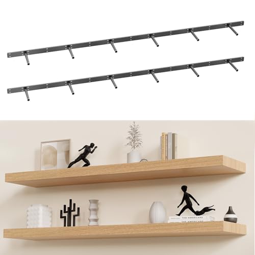 Photo 1 of Kinchoix Hidden Floating Shelf Bracket 70 inch Heavy Duty Floating Shelf 2PCS Thickened Solid Steel Floating Shelf Hardware for Hidden Wall Shelves Support Kitchen/Living Room/Office (6 inch Rods)