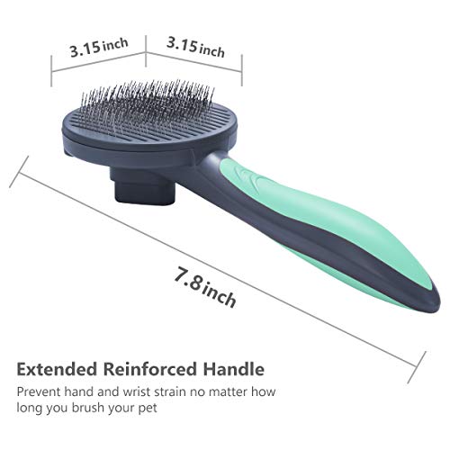 SIWA MARY Dog Brush & Cat Brush Pet Grooming Comb Slicker Self Cleaning Brush Removing Shedding Tool for Long Hair & Short Hair Dogs and Cats (Mint Green) - Thumbnail 3
