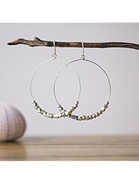 Silver Hoop Earrings for Women | Handmade Beaded Bohemian Drop Dangle | Fair Trade Jewelry by Madres Collectivec by The Madres Collective