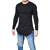 Mens Shirt,Haoricu 2017 Clearance Men O Neck Long Sleeve Slim Fit Tee T-shirt Casual Tops (XL, Black)