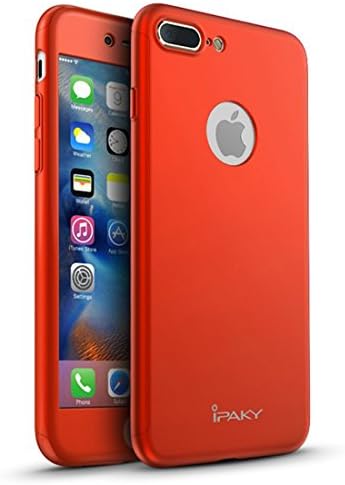 IPAKY All-round Ultra-thin Matte Finish Dual Layer Hard PC Case with Tempered Glass for iPhone 7 Plus (5.5" Red)