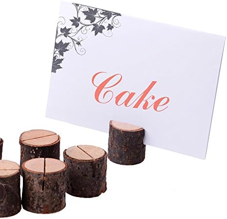 10 Pcs Wooden Card Holder, Rustic Wood Table to Place Name Card Message Card and Photos for Party Home Wedding Decoration