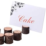 10 Pcs Wooden Card Holder, Rustic Wood Table to Place Name Card Message Card and Photos for Party Home Wedding Decoration