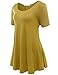 JollieLovin Women's Short Sleeve Loose Fit Flare Hem T Shirt Tunic Top (Yellow, 3X)