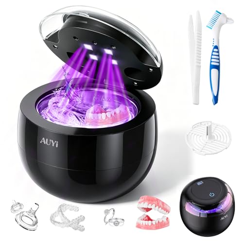 Ultrasonic Retainer Cleaner 45kHz with UV Light 200ml 4 Modes Cleaning Machine for Dentures Retainers Aligners Night Guards Braces Jewellery Rings Necklaces Bracelets Bangles Watches Deep Clean Quiet | Ultrasonic Retainer Cleaner for Dentures, Night Guards, Mouth Guards, Toothbrush Heads, Jewelry