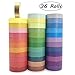 Colorful Washi Tapes Set - 36 Rolls of 1cm/0.4 inch Width and 10 Feet Length, Assorted Pure Colors for DIY Planner, Crafts, Scrapbooking, Decoration and Gift Wrapping - 3 Width Options Available