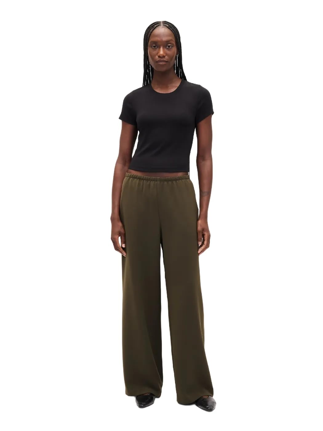 GAP Womens Easy Wide Leg Pant Black Moss XXL