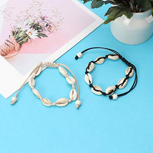 SimpleLif Handwoven Cobalt Shell Anklet Bracelets Natural Cowrie Beads Hawaiian Beach Foot Jewelry for Women Girl - Thumbnail 6