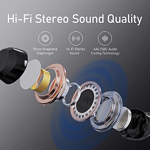 LYCHL Bluetooth Kopfhörer Kabellose Kopfhörer In Ear 8H Single Spielzeit, Sport Ohrhörer mit Passive Noise Cancellation IP7 Wasserdicht, Bluetooth 5.0 Headset mit LED Digitalanzeige Touch Sensoren