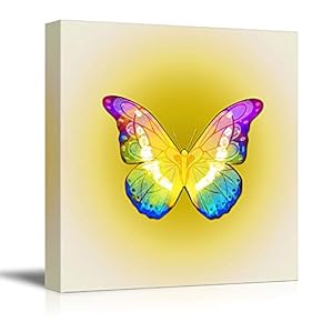 Canvas Wall Art Colorful Butterfly Pictures Home Wall Decorations for Bedroom Living Room Paintings Canvas Prints Framed - 12x12 inches