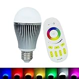 Tanbaby Wireless Led Bulb E27 9W 2.4G Wireless RGBWW LED Light Color Changing Lamp Bulb AC 85-265V with Remote Controller