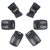 LANOVAGEAR Kids Adult Knee Elbow Pads with Wrist Guard Protective Gear Set for Multi Sports Cycling Bicycle Skateboarding(S,M,L,XL)