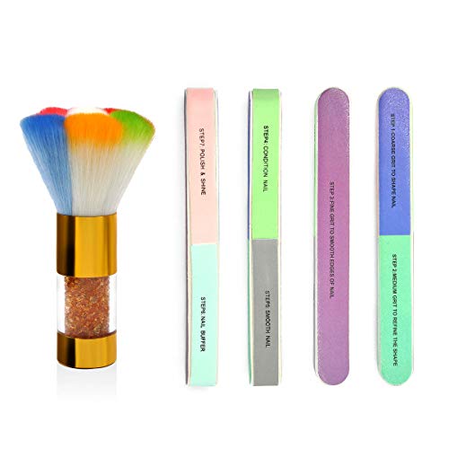 Lady Up Nail Files Shiner Polisher and Nail Art Brush Set, Pedicure Manicure Kit Accessories Tool For Home and Professional Use (Gold)