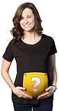 Maternity Question Mark Block Nerdy Vido Game Pregnancy Tee for Ladies (Black)