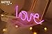 Battife Love Neon Signs, Wall Night Lamp with USB or Battery Operated, Love Shaped LED Light for Bedroom, Home Party Decorations