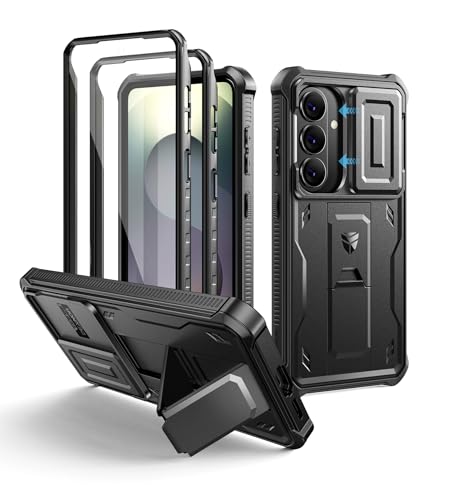 Dexnor for Samsung Galaxy S26 Case with Upgraded Slide Camera Cover & 2 Front Frames & Built-in Screen Protector & Kickstand, Heavy-Duty Rugged Case Full-Body Shockproof Bumper Protective Cover