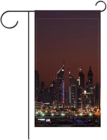 YourPink Garden Flag Dubai United Arab Emirates Night Home High-rise 12x18 inches(Without Flagpole)