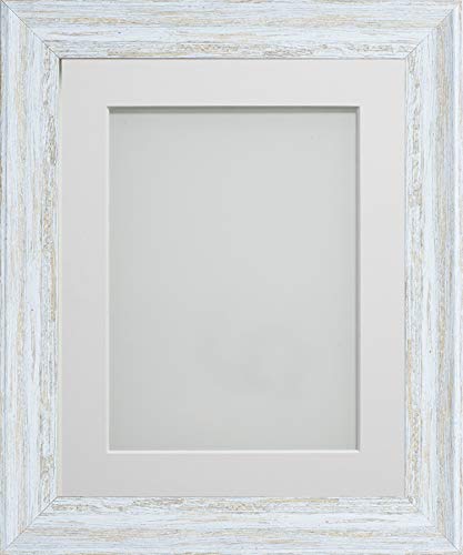Frame Company Lynton Rustic White Photo Frame with White Mount, 14x11 for A4, fitted with perspex