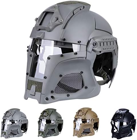 Pengpengran Adjustable Helmet And Mask, Full Face Mask And Goggles 2 In 1 For CS, Hunting, Field, Military Props