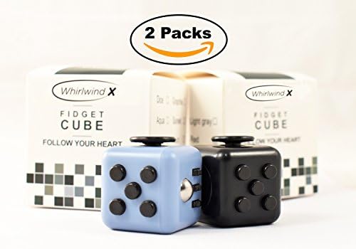 Whirlwind X Stress Relief Fidget Cube, Gray Black and Black, Set of 2