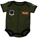 "Future Pilot" Baby Bodysuit Airman Flight Suit Black & Olive (0-3 mo)