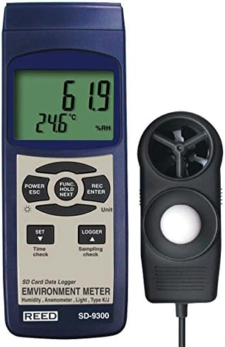 REED Instruments SD-9300 SD Series Environmental Meter, Datalogger (Air Velocity/Temp, Light, Ambient Temperature, Humidity)