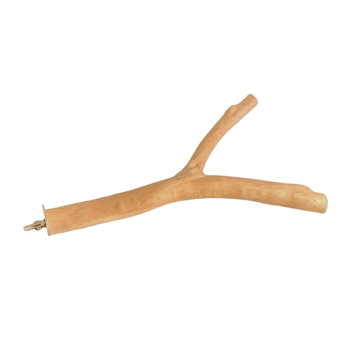 Parrot Essentials Forked Wood Perch for African Grey, Cockatiel, Bird Cage Perches, Comfortable Bird Perches Natural Wood, Pine Wooden Bird Stand for Foot Exercise - Large Parrot Toys
