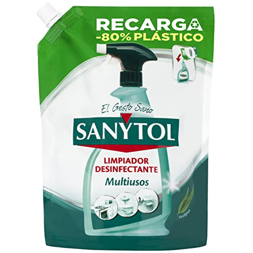 - Recarga Limpiador Desinfectante Multiusos, Elimina el 99,9% de Gérmenes, Eficaz Contra Bacterias, Hongos y Virus, Sin Lejía, No Mancha Textiles, Reduce un 80% de Plástico - 750 ml