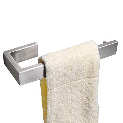 Nolimas Bathroom Hardware Towel Bar SUS 304 Stainless Steel Square Towel Ring Shelf Holder Rack Bath Kitchen Garage Heavy Duty Wall Mounted, Nickel Brushed