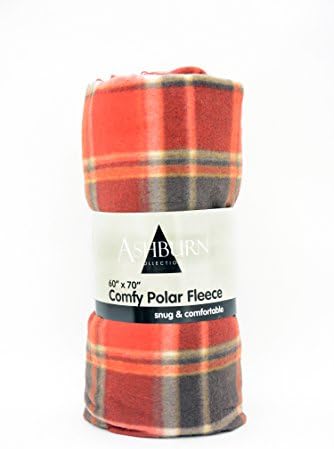 Comfy Polar Fleece Throw Blanket 60" X 70" - Bigger, Better, Softer - One Week Clearance Sale On Now! (Red/Grey Plaid)