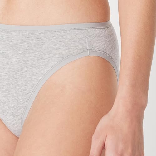 Culotte Bikini Échancrée en Coton Extensible Femme, Lot de 10, Gris Medio Mezcla, 42