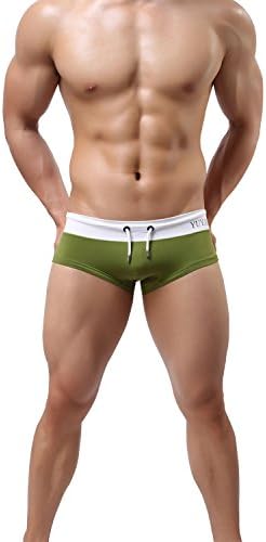 WELLWANTED Mens Swimming Breif Bikini Shorts Summer Beach Swimsuit 3 Colors (2XL, YY-Army Green)
