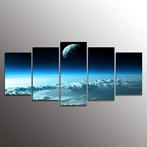 Formarkor Art -kx0095 Modern Giclee Canvas Prints Stretched Artwork Abstract Space Blue Pictures to Photo Paintings on Canvas Wall Art for Home Office Decorations Wall Decor 5pcs/set