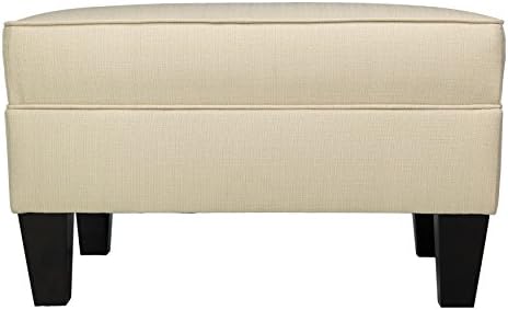 MJL Furniture Parker Fabric Upholstered Square Welted Ottoman Beige