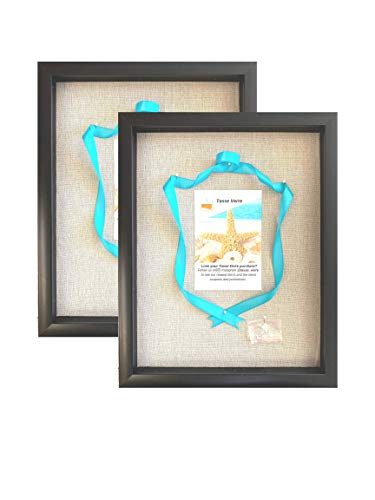 (2-Pack) 12x15" Display Shadow Box Frame with Linen Background and 8 Stick Pins - Black Large Shadowbox Picture Frame - Box Display Frame, Baby & Sports Memorabilia, Uniforms, Military Medals, Wedding - Thumbnail 6