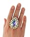 NYFASHION101 Women's Teardrop Stone Studs Fashion Stretch Ring, Aurora Borealis/Gold-Tone