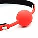 iEFiEL PU Leather Paly Buckle Belt Silicon Mouth Ball Open Breathable Mouth Gag For Men Woman (Red With Locks)