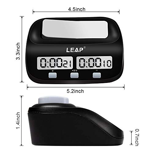 LEAP Chess Clock Digital Chess Timer Professional for Board Games Timer with Alarm Function Black (Official Store) - Thumbnail 2