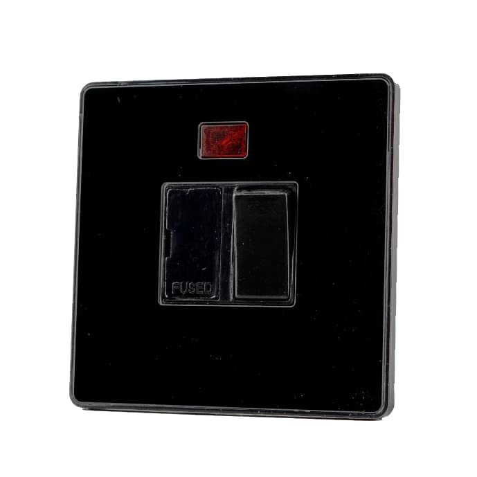 WK Electrical - Glass Screwless - 13A Switched Fused Spur Unit with Neon - Black — image 1