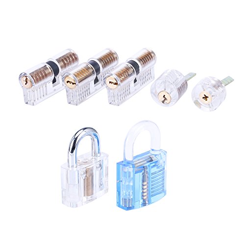 LM Transparent Padlock Set Solid Build,Gift and Practice Idea (7pcs)