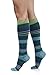 Vim & VIGR Women's 15-20 mmHg Compression Socks: Fun Stripes - Aqua & Green (Cotton) (Medium)