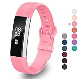 GreenInsync for Alta HR Band, Fitbit Alta HR Replacement Band Small Accessory Watch Buckle Wristbands for Fitbit Alta/Fitbit Alta HR Strap Bracelets W/Same Color Metal Clasp and Fastener (Pink)