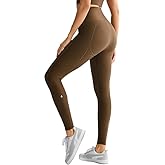 Orolay Resistance Leggings for Women Full Length Sculpting Compression Leggings with Built in Bands Tummy Control Yoga Pants Brown
