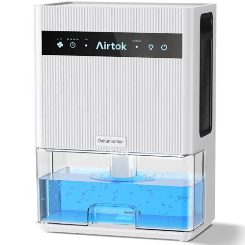 Airtok Luftentfeuchter 3000Ml, Luftentfeuchter Elektrisch Fläche 350Sq.ft, Leiser Raumentfeuchter Mit Timer, Automatische Abtauen, Automatische Abschaltung, 7 Farbe Licht, Für Schlafzimmer, Keller