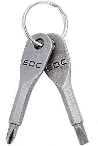 ZJWEI 2pcs Portable Stainless Flat Screwdrivers Keychain Multipurpose Pocket Tool EDC Outdoor Multifunction Keychain